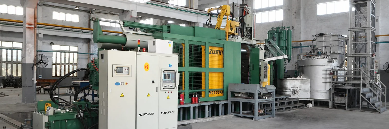 Large die-casting machine and melting furnace at a strategic manufacturing base