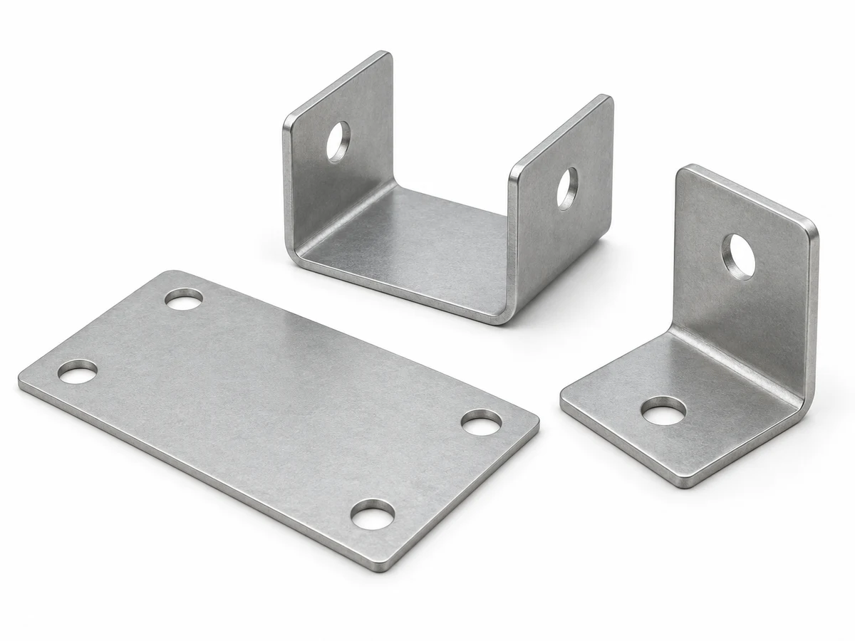 Flat plate, U-shaped bracket and L-shaped sheet-metal bracket