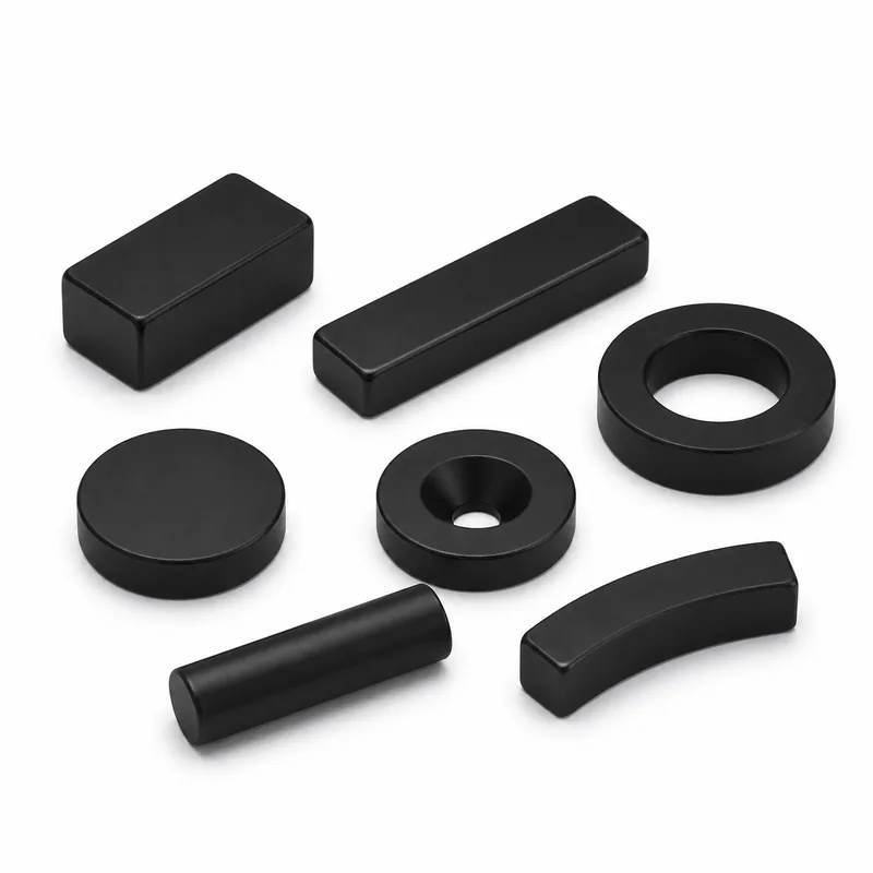 Black epoxy-coated NdFeB magnets in multiple shapes