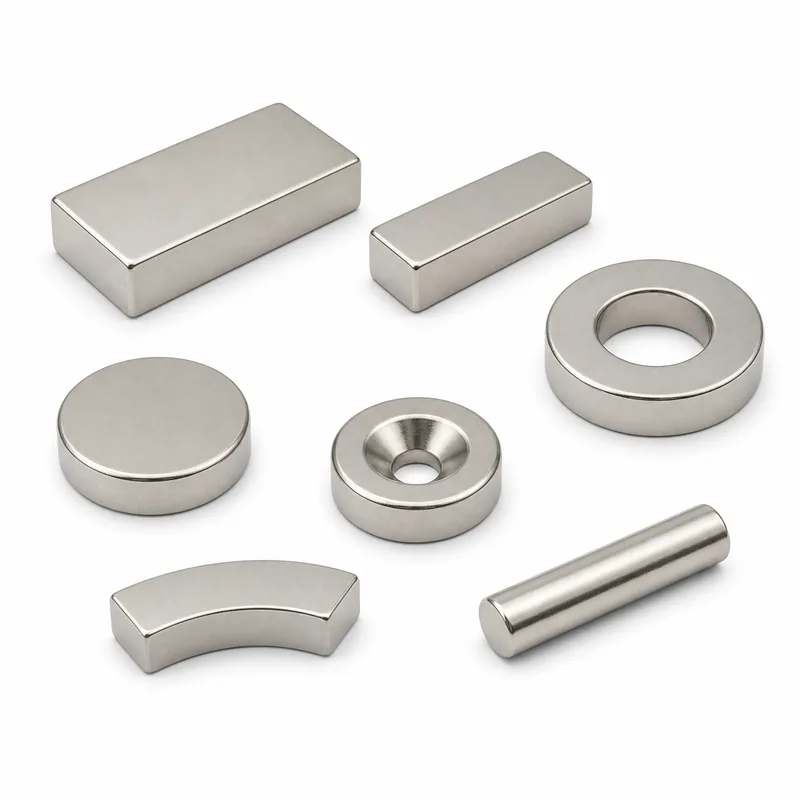 Ni-Cu-Ni coated NdFeB magnets in multiple shapes