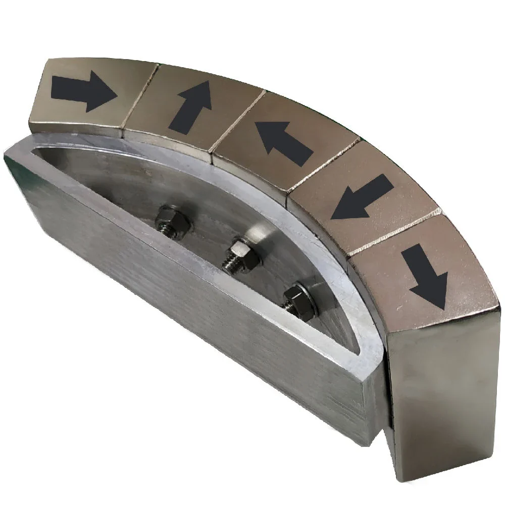 Retained Halbach array for magnetic bearing use