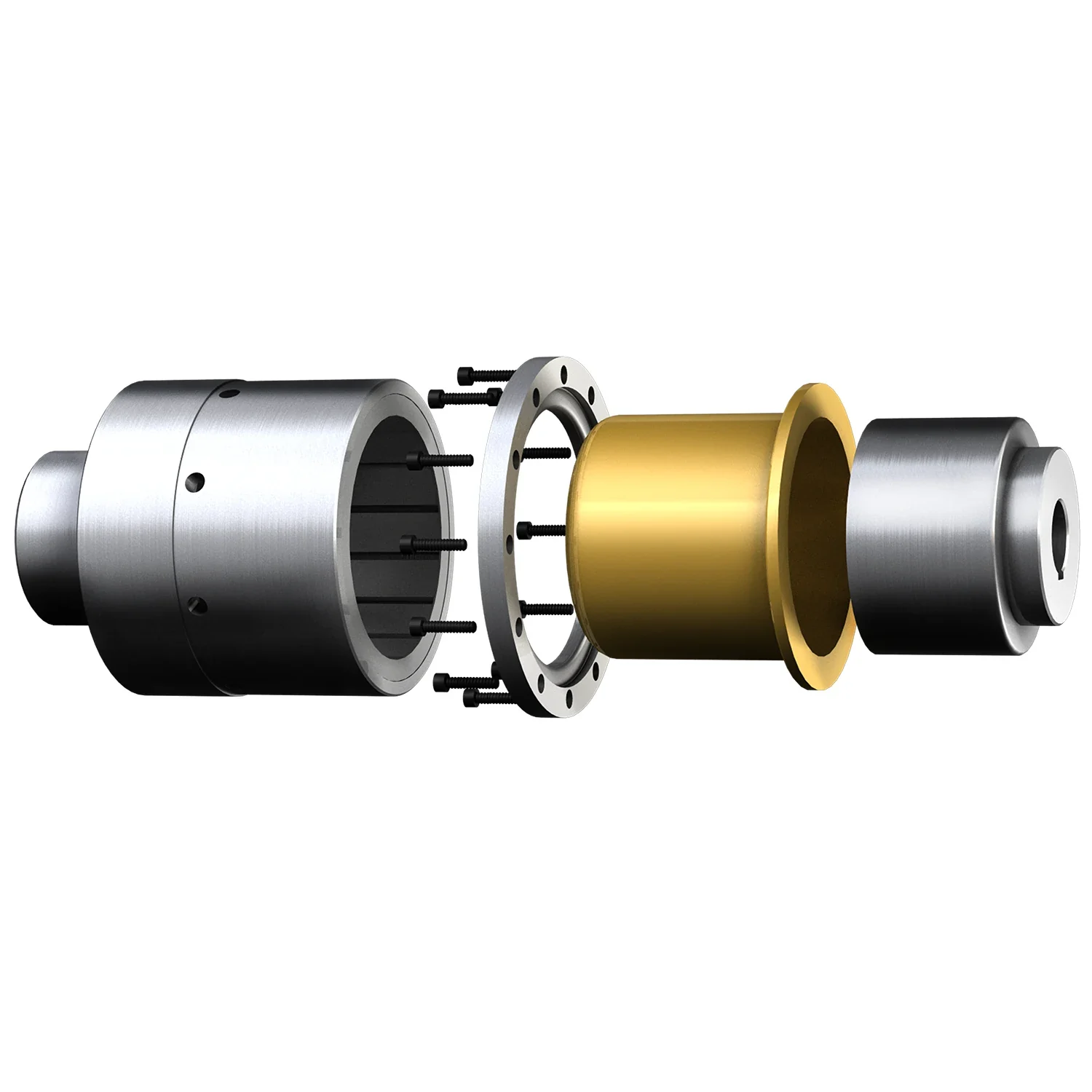 Exploded view of a complete magnetic coupling