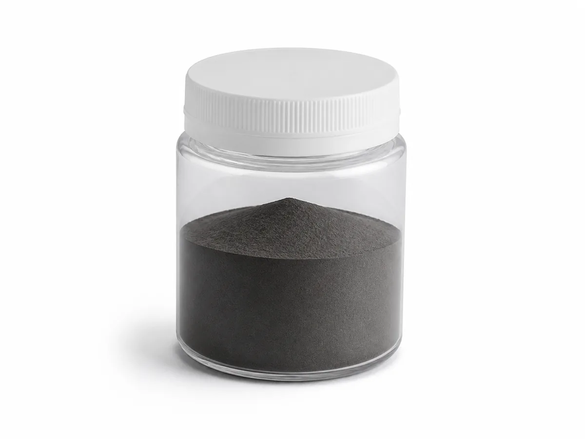 NdFeB magnetic powder in a sample jar