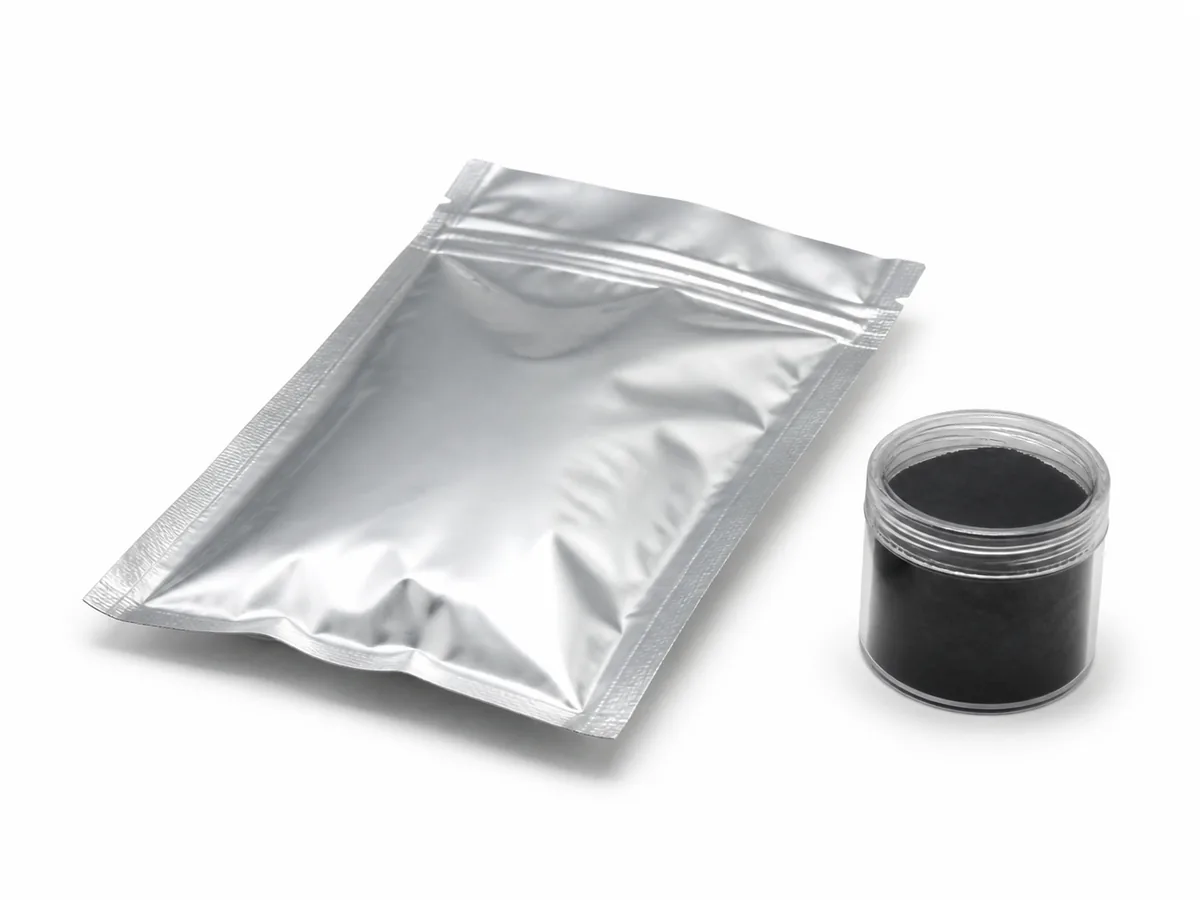 Sealed lot-controlled magnetic powder packaging
