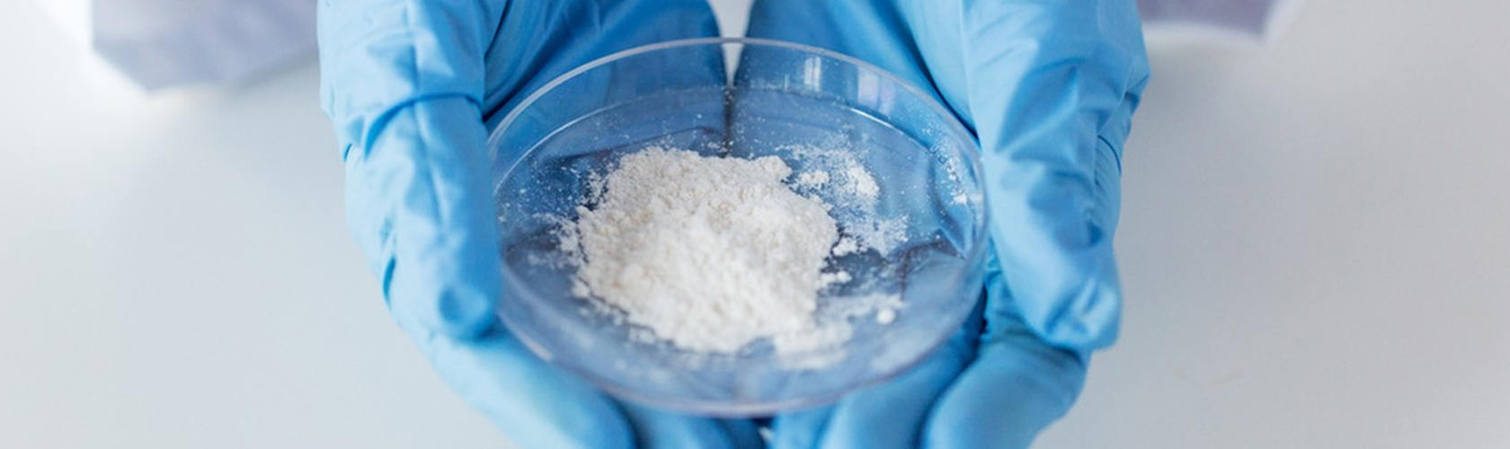 Ceramic powder held in a sample dish, from the LTCC material page