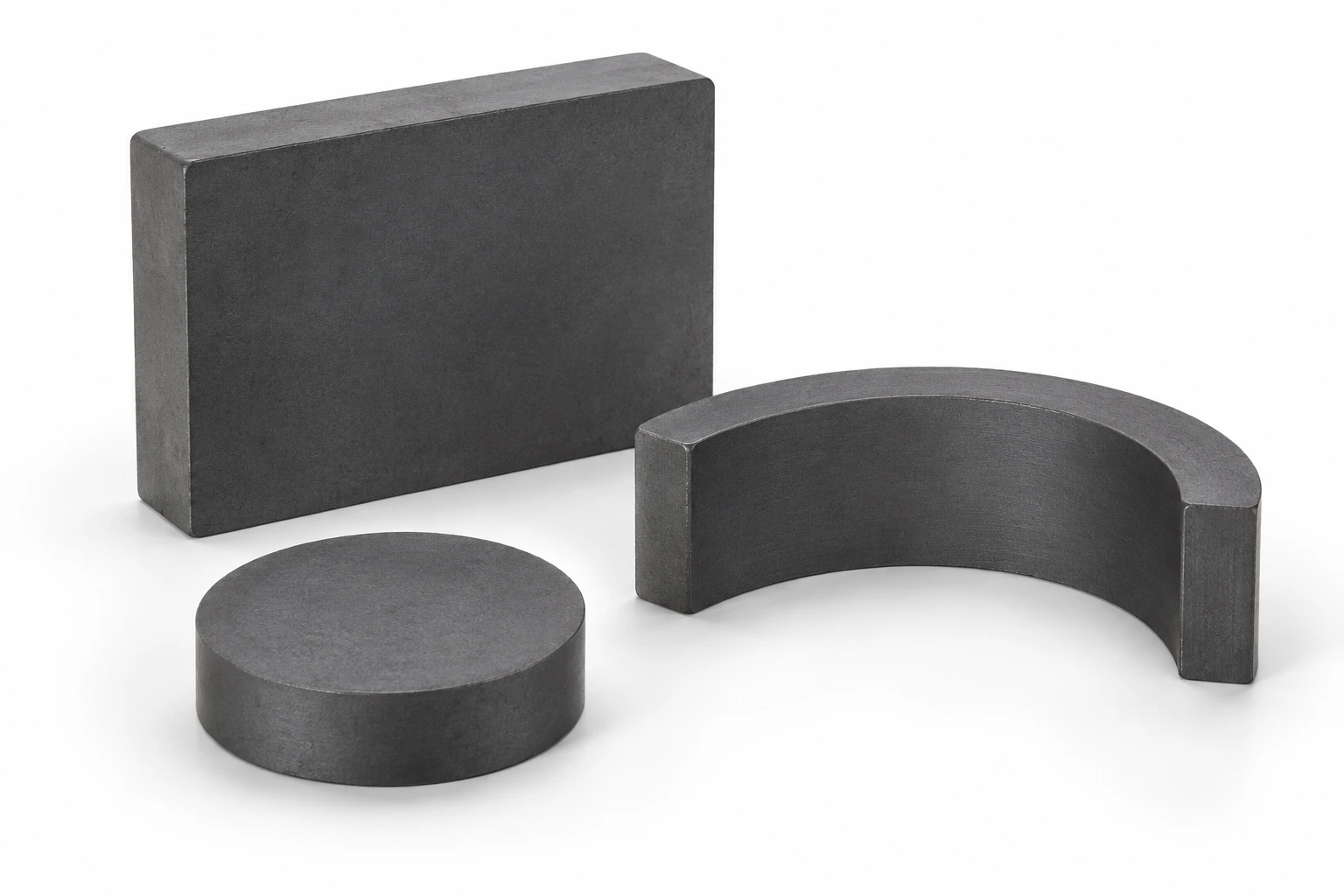 Ferrite block, motor arc and disc forms