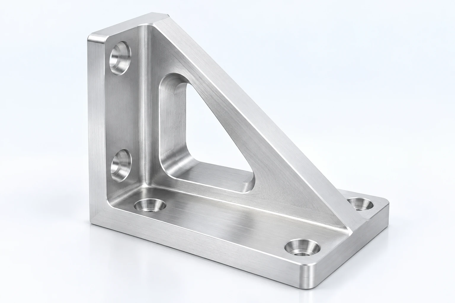Triangular support bracket with machined pockets