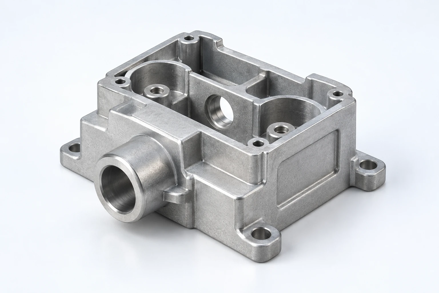 Compact lock-body form with pockets and bores