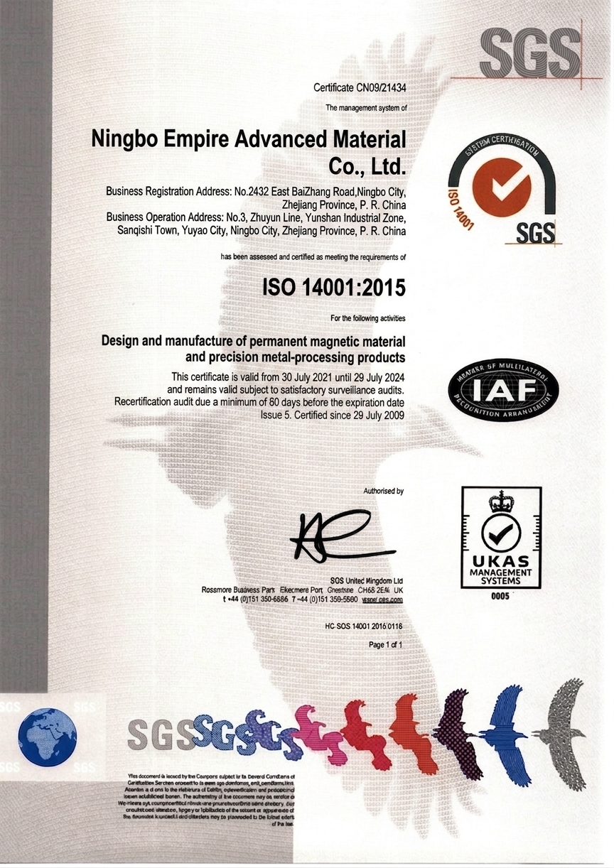 ISO 14001:2015 environmental certificate — China Empire