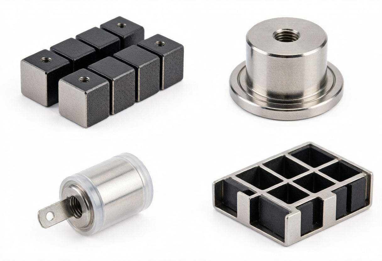 Magnetic assemblies: pot magnets, rotors and magnetic chucks