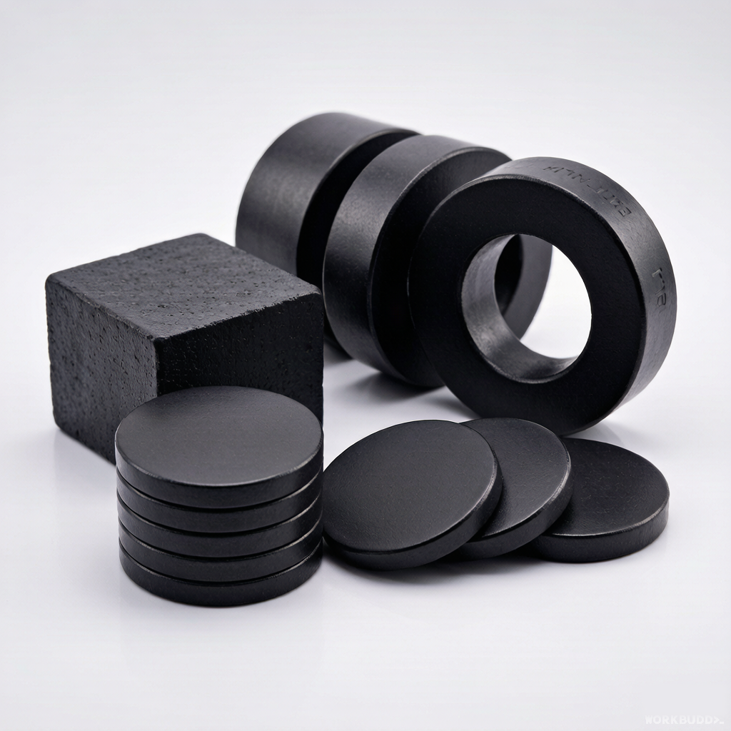 Ferrite ceramic magnets in ring, disc and block shapes