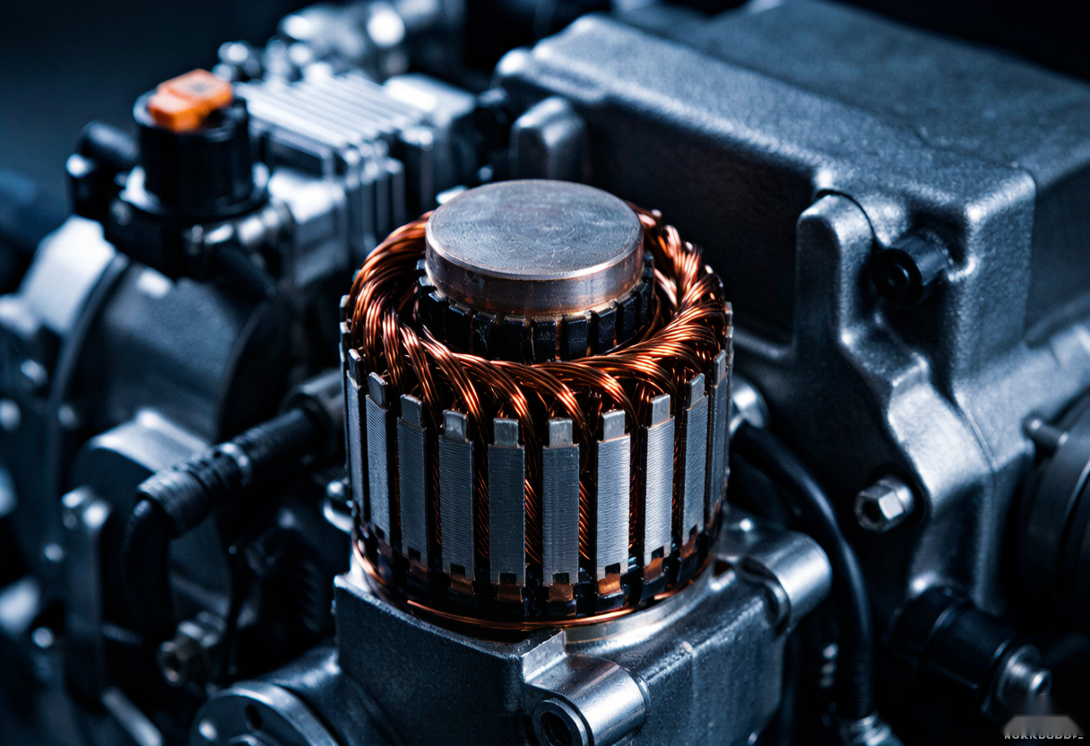 EV traction motor with NdFeB arc magnets on the rotor